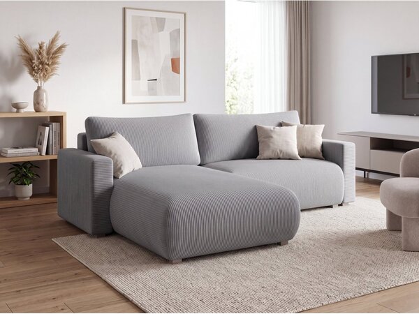 Jasnoszara rozkładana narożna sofa TAFIRA, dwustronna