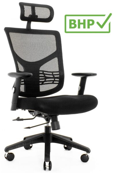 Ergonomiczne krzesło biurowe z siatki ErgoFly Star-E T-01, zgodne z normą BHP, kolor czarny