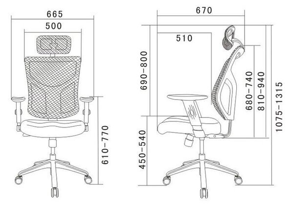 Ergonomiczne krzesło biurowe z siatki ErgoFly Star-E T-01, zgodne z normą BHP, kolor czarny