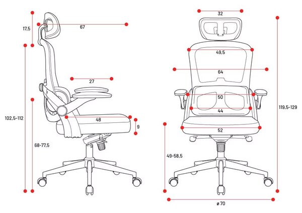 Ergonomiczny fotel do pracy w biurze Diablo V-Light, jasny szary