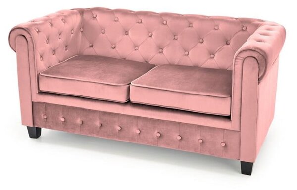 Pikowana sofa dwuosobowa róż glam