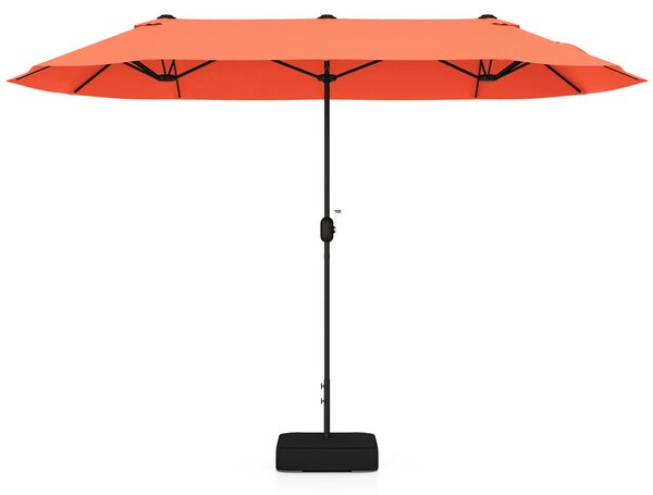 KOMFOTTEU Podwójny parasol z podstaw, 400 x 200 cm, duy parasol XXL, parasol tarasowy z korb, ochrona UPF 30+, duy parasol balkonowy, parasol ogrodowy do tarasu i basenu (400 x 200 cm - bez owietlenia LED, pomaraczowy)