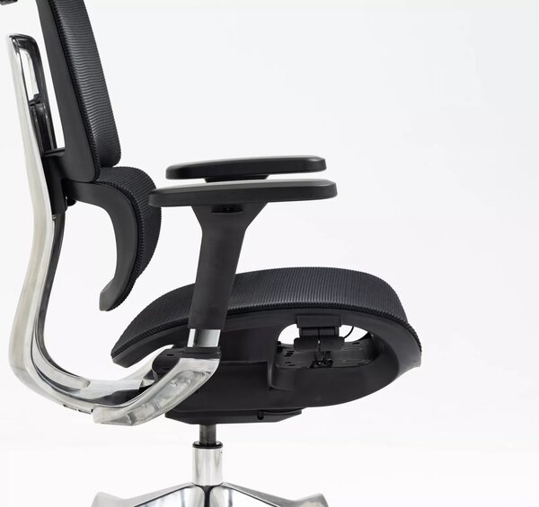 Czarny ergonomiczny fotel do biura Winner Lux, zgodny z normą BHP
