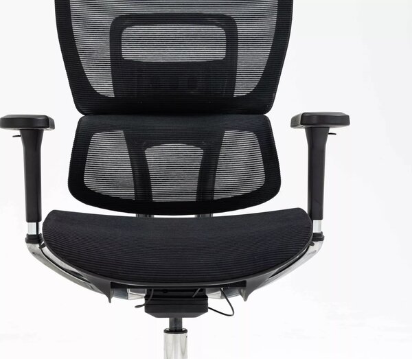 Czarny ergonomiczny fotel do biura Winner Lux, zgodny z normą BHP
