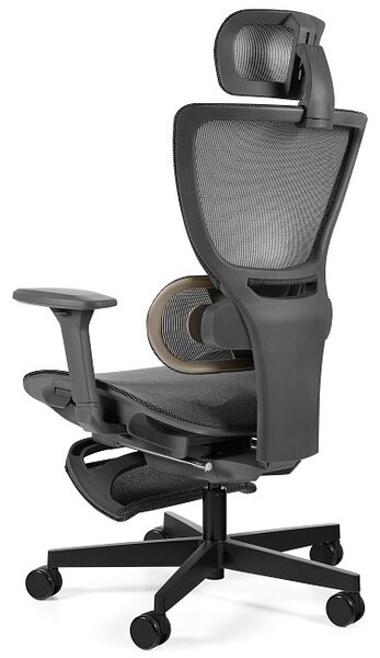 Ergonomiczny fotel biurowy Zenit z wysuwanym podnóżkiem, zgodny z normą BHP