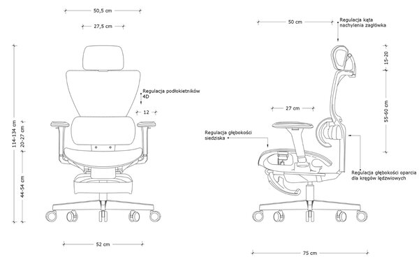 Ergonomiczny fotel biurowy Zenit z wysuwanym podnóżkiem, zgodny z normą BHP