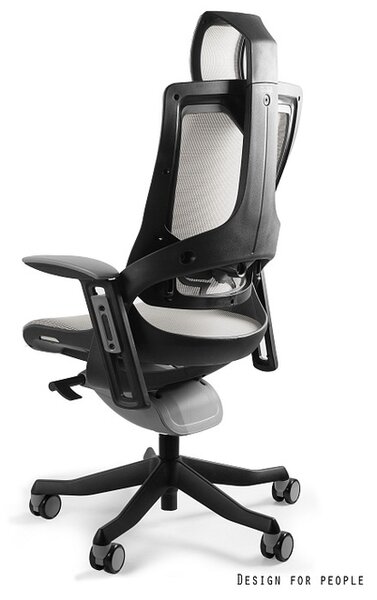 Fotel ergonomiczny Wau 2, zgodny z normą BHP, czarno - szary
