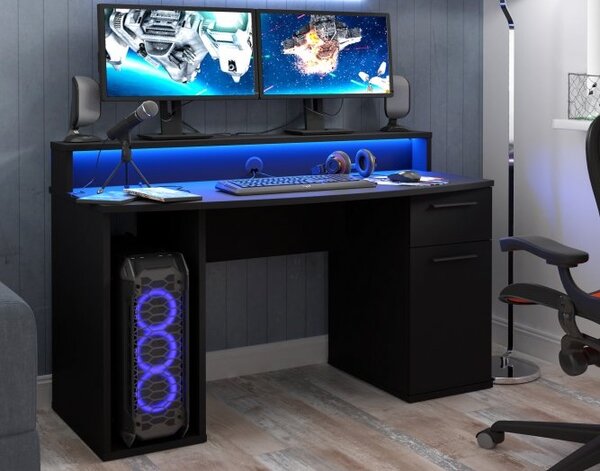 Biurko gamingowe z oświetleniem RGB Ayo 219B3-Z113 czarne