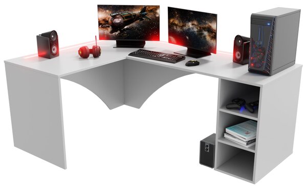 Biurko narożne do gamingu Carbon z otwartym regałem