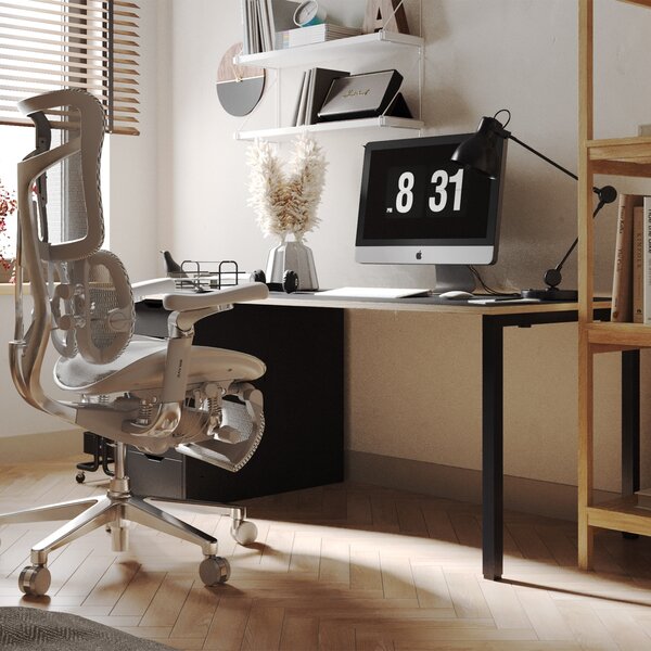 Ergonomiczny fotel z regulowanym podnóżkiem Brave V-Kinetic szary