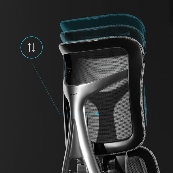 Ergonomiczny fotel z regulowanym podnóżkiem Brave V-Kinetic czarny