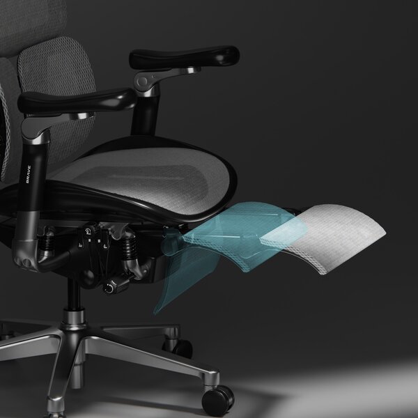Ergonomiczny fotel z regulowanym podnóżkiem Brave V-Kinetic czarny