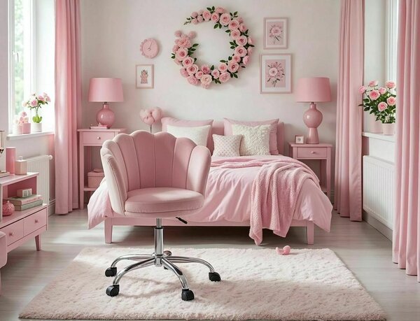 Krzesło biurowe z kubełkowym siedziskiem w kształcie muszli Rose Velvet