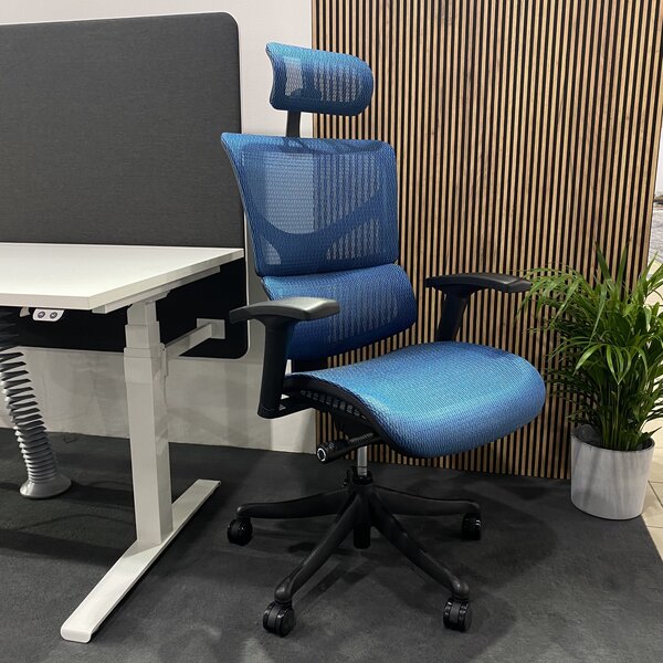 Ergonomiczny fotel biurowy z siateczki ErgoFly Sail, zgodny z normą BHP