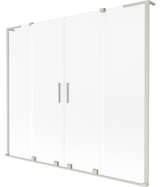 Mexen Velar L Duo parawan nawannowy 2-skrzydłowy rozsuwany 170 x 150 cm, szron, nikiel szczotkowany - 896-170-003-32-97