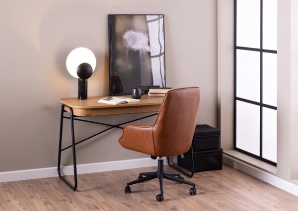 Biurko komputerowe z szufladami Blueton w stylu loft, kolor dąb/czarny