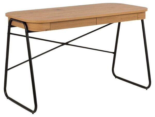 Biurko komputerowe z szufladami Blueton w stylu loft, kolor dąb/czarny