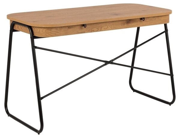 Biurko komputerowe z szufladami Blueton w stylu loft, kolor dąb/czarny