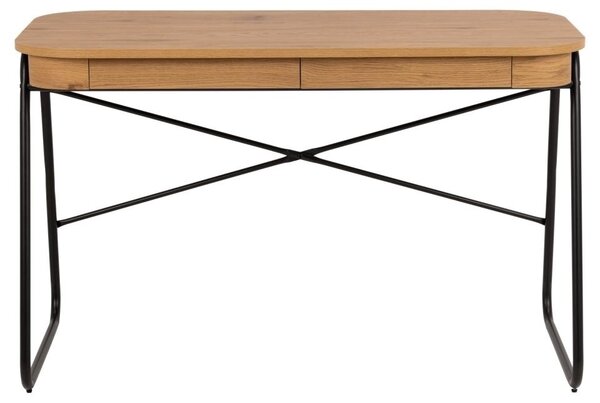 Biurko komputerowe z szufladami Blueton w stylu loft, kolor dąb/czarny