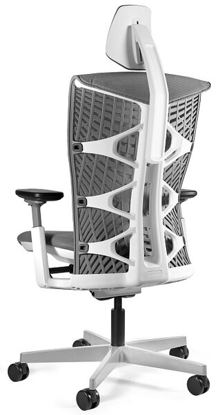 Ergonomiczne krzesło biurowe Reya, biały / siatka szara RS02