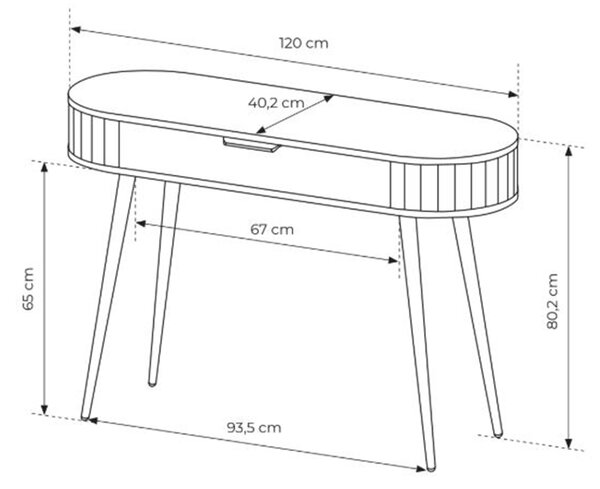 Toaletka Luvio 120 cm z szufladą - dąb cremona
