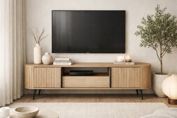 Szafka RTV Luvio 196 cm z szufladą - dąb cremona