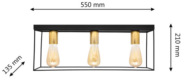 Plafon metalowy FINN P-5025/3 BK+GO MAT