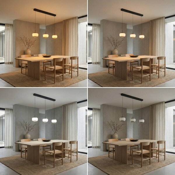 Lampa wisząca Shiro Quitani, możliwość ściemniania, biały / opal, salon / jadalnia, szkło, design