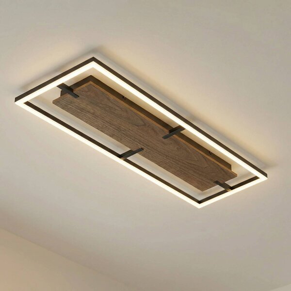 Lampa sufitowa Vectra Lucande, możliwość ściemniania, ciemne drewno, salon / jadalnia, tworzywo sztuczne, nowoczesny