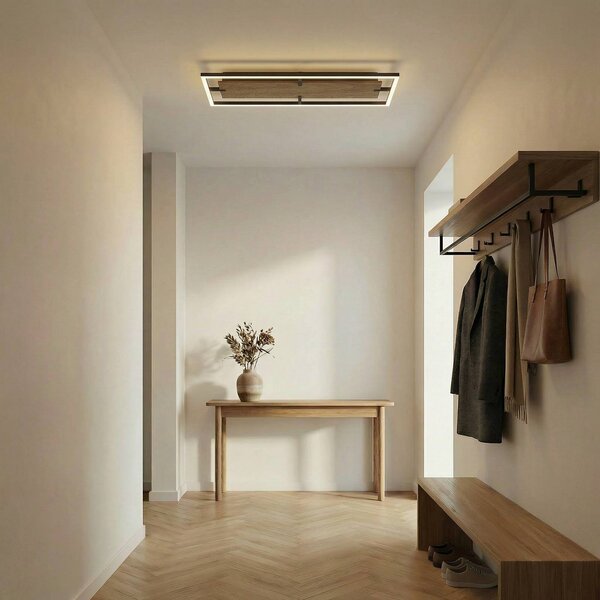 Lampa sufitowa Vectra Lucande, możliwość ściemniania, ciemne drewno, salon / jadalnia, tworzywo sztuczne, nowoczesny