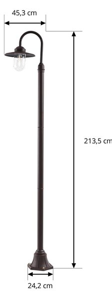 Lampa zewnętrzna Lindby Bilma, 1-punktowa, kolor rdzy, 220 cm, szkło, IP65 Bilma Lindby, możliwość ściemniania, brązowy / rdzawy, aluminium, nowoczesny