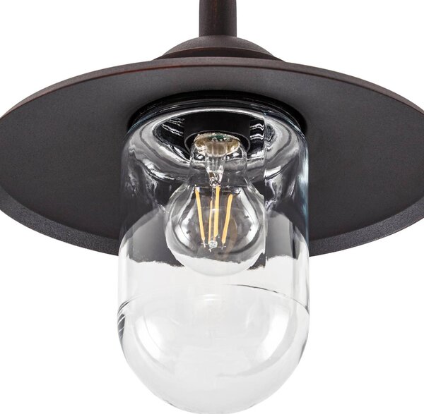 Lampa zewnętrzna Lindby Bilma, 1-punktowa, kolor rdzy, 220 cm, szkło, IP65 Bilma Lindby, możliwość ściemniania, brązowy / rdzawy, aluminium, nowoczesny