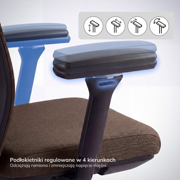 Fotel biurowy ergonomiczny obrotowy brązowy: VECTOR
