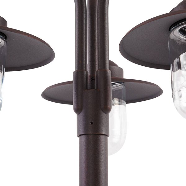 Lampa zewnętrzna Lindby Bilma, 3-punktowa, kolor rdzy, 220 cm, szkło, IP65 Bilma Lindby, możliwość ściemniania, brązowy / rdzawy, aluminium, nowoczesny