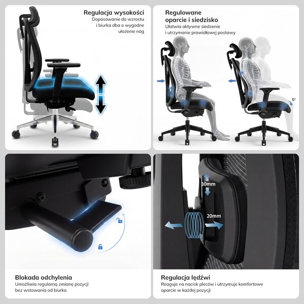 Fotel biurowy ergonomiczny jasnobeżowy VECTOR