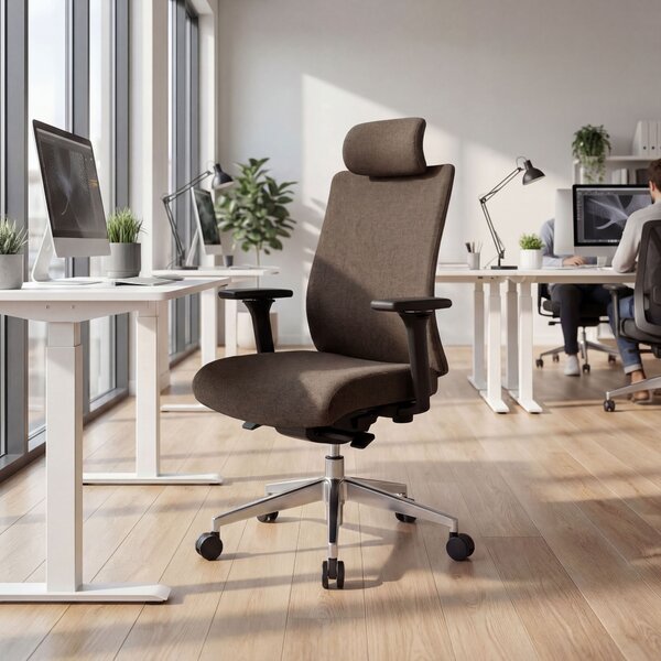 Fotel biurowy ergonomiczny obrotowy brązowy: VECTOR