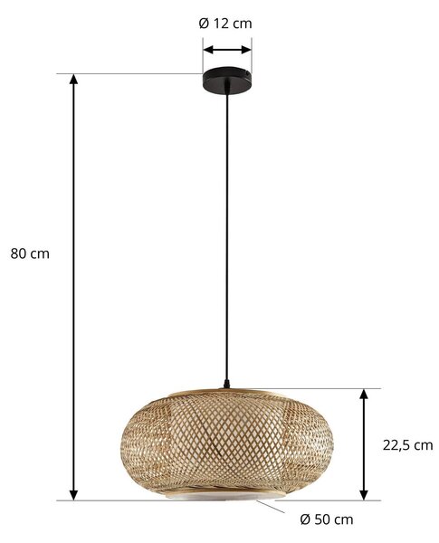Lampa wisząca Romaine Lindby, możliwość ściemniania, jasne drewno, salon / jadalnia, bambus, skandynawski
