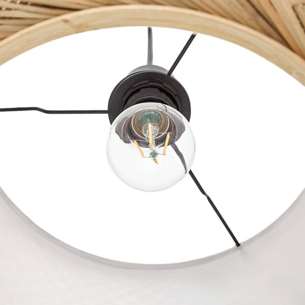 Lampa wisząca Romaine Lindby, możliwość ściemniania, jasne drewno, salon / jadalnia, bambus, skandynawski