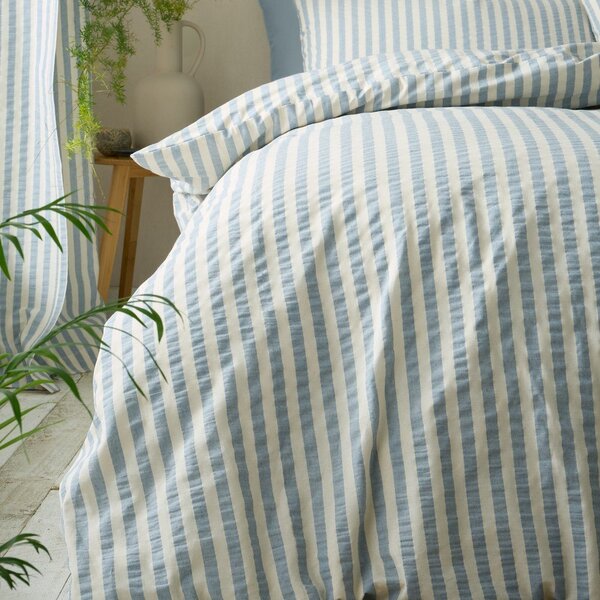 Niebieska pościel jednoosobowa 135x200 cm Cotton Rich Woven Stripe – Pineapple Elephant