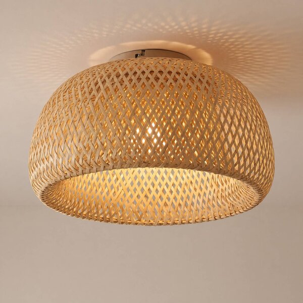Lampa sufitowa Jadwiga Lindby, możliwość ściemniania, jasne drewno, salon / jadalnia, bambus, skandynawski