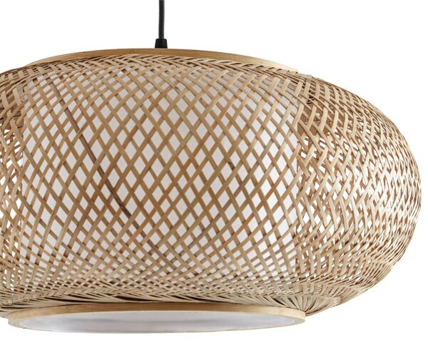 Lampa wisząca Romaine Lindby, możliwość ściemniania, jasne drewno, salon / jadalnia, bambus, skandynawski