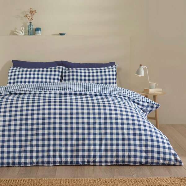 Ciemnoniebieska pościel jednoosobowa 135x200 cm Bamford Gingham Check – Catherine Lansfield