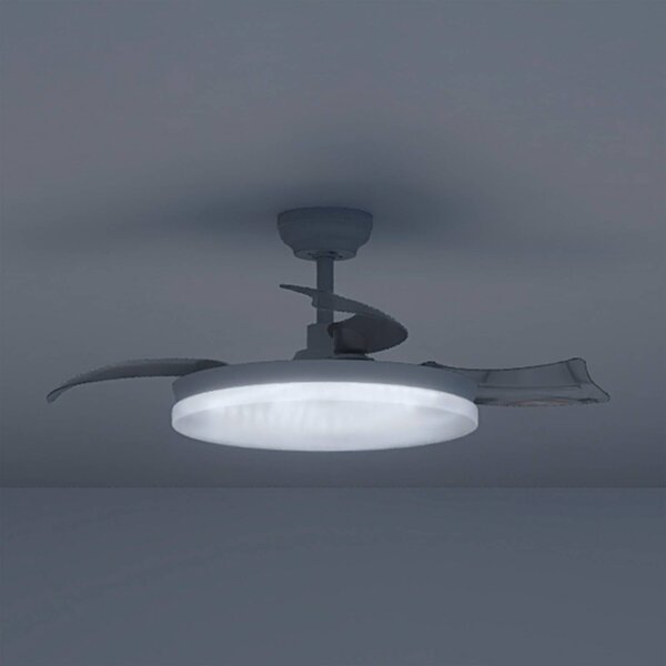 Philips Wentylator sufitowy LED Solr, biały, prąd stały, cichy, regulacja barw możliwość ściemniania, biały / opal, salon / jadalnia, metal, nowoczesny