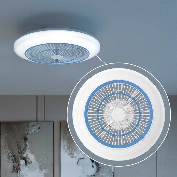 Philips Wentylator sufitowy LED Amigo, biały, 48 cm, CCT, RGB możliwość ściemniania, biały / opal, salon / jadalnia, tworzywo sztuczne, nowoczesny