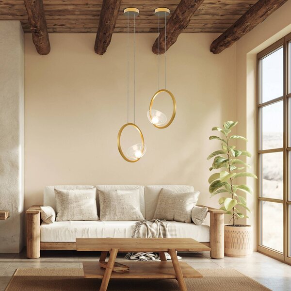 Zambelis Lampa wisząca 23028, możliwość ściemniania, mosiężny / złoty, salon / jadalnia, aluminium, nowoczesny