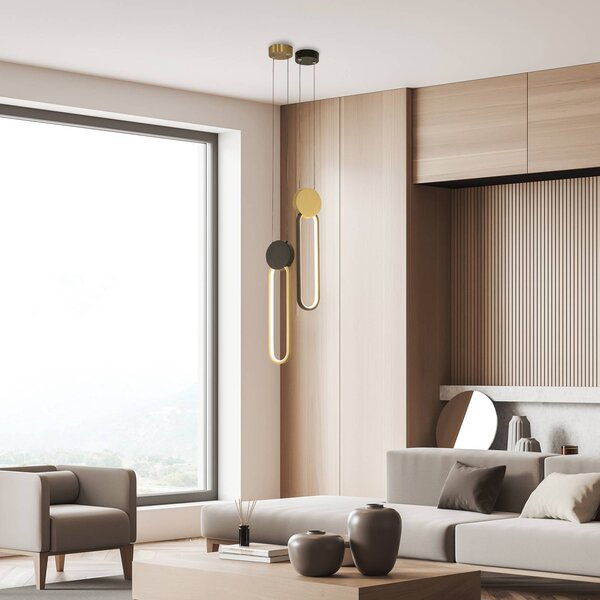 Zambelis Lampa wisząca 23101, możliwość ściemniania, mosiężny / złoty, salon / jadalnia, aluminium, nowoczesny