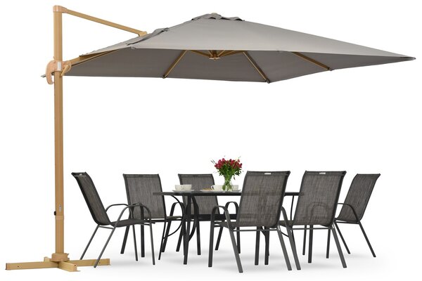 Parasol ogrodowy Siena 3x3m woodlike z szarym poszyciem Garden Point