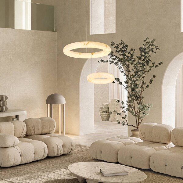 Zambelis Lampa wisząca 2542, możliwość ściemniania, biały / opal, salon / jadalnia, kamień