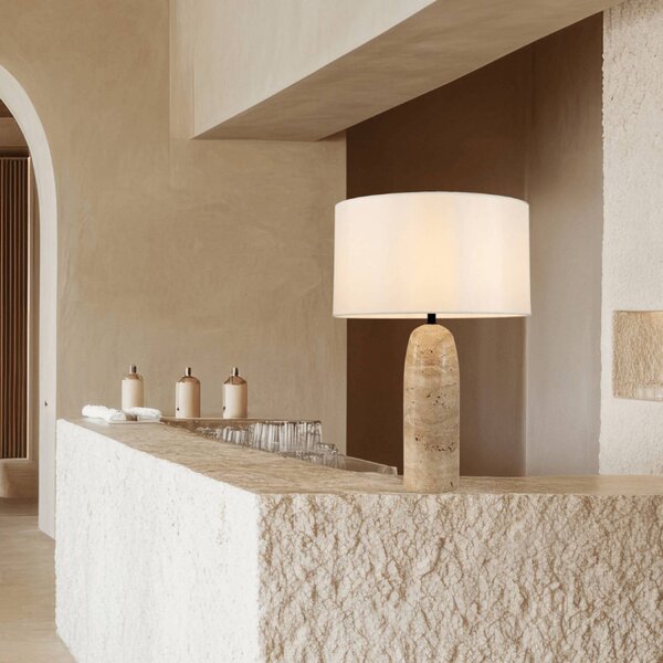 Zambelis Lampa stołowa 25428, kremowy / amber, salon / jadalnia, kamień