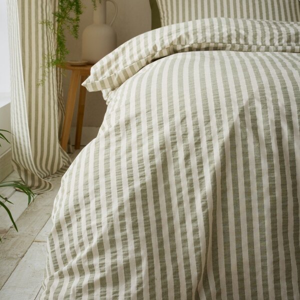 Zielona pościel jednoosobowa 135x200 cm Cotton Rich Woven Stripe – Pineapple Elephant